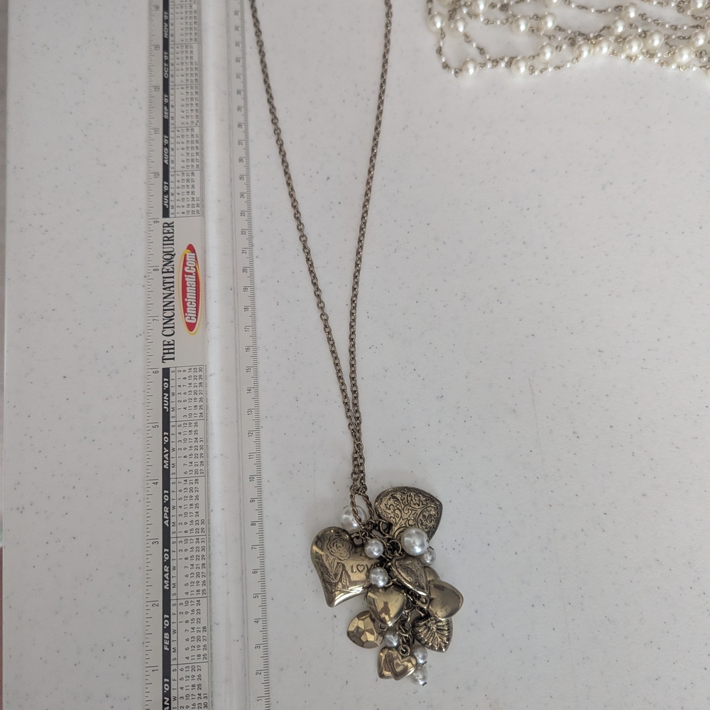 Vintage Set 80s Gold Pearl Charm Necklaces - Picture 7 of 9